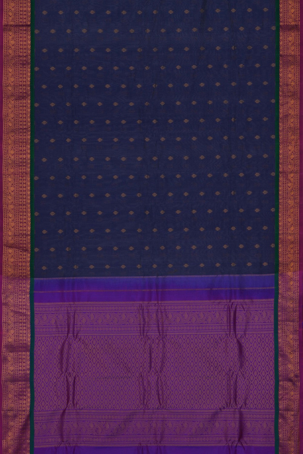Image of Gadwal Peacock Blue Saree